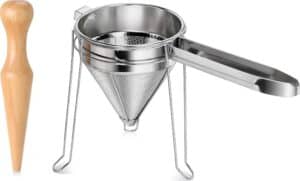 New Star Foodservice Stainless-Steel Chinois Strainer with Stand